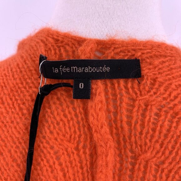NWT La Fee Maraboutee Flame Orange Mohair Cocoon Cardigan Sweater Size 1/S - Picture 5 of 7